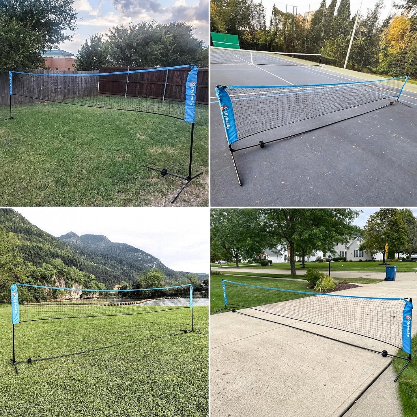Red portátil pickleball badminton 17ft aluminio 4 raquetas
