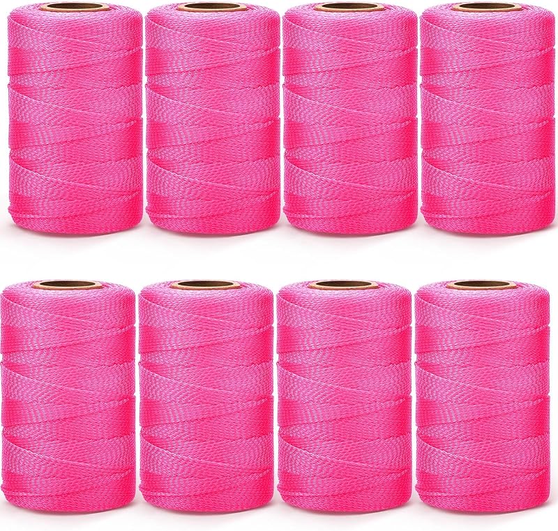 8 Rollos Cuerda Nailon Trenzada 4000 ft Rosa Fluorescente