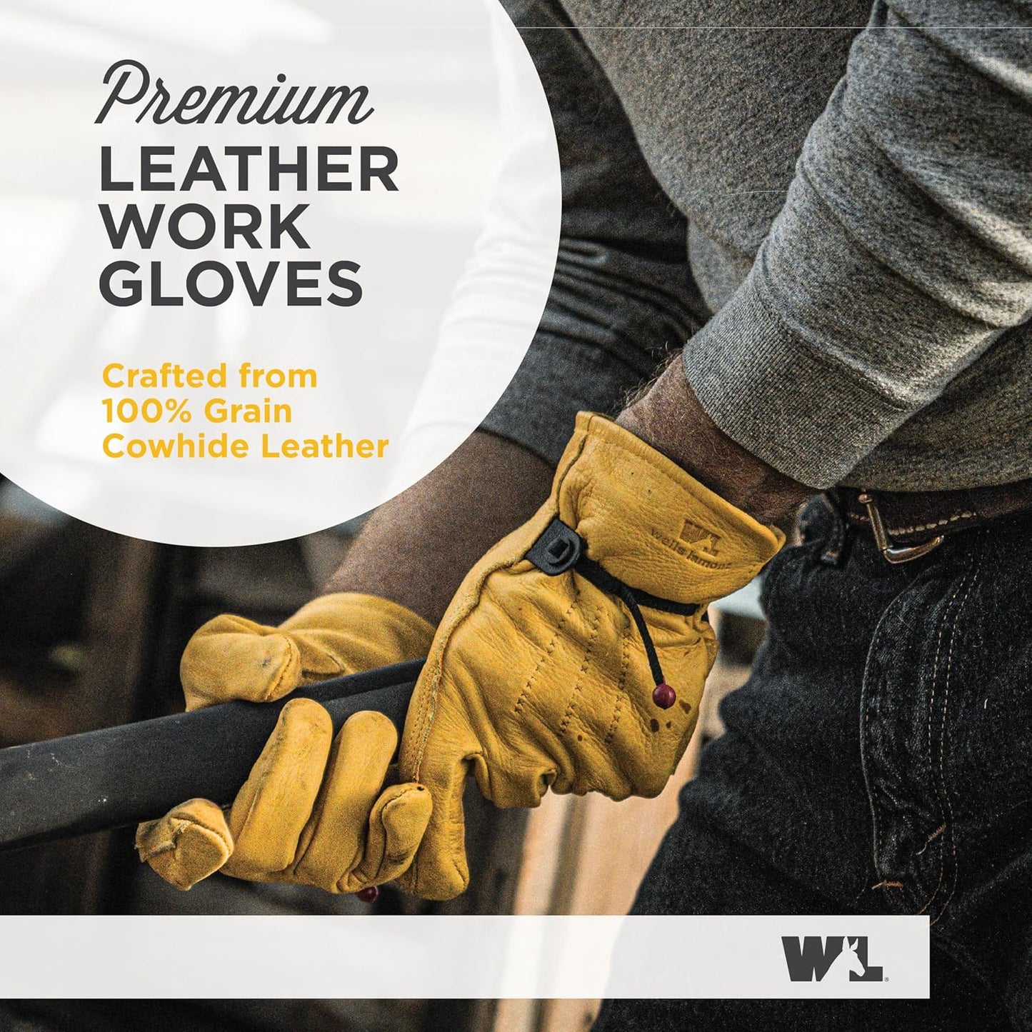 Guantes trabajo cuero vacuno ajustables hombre mujer