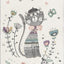Alfombra decorativa gato 4x6ft color marfil y rosa para