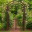 Arco jardín aluminio marrón con puerta