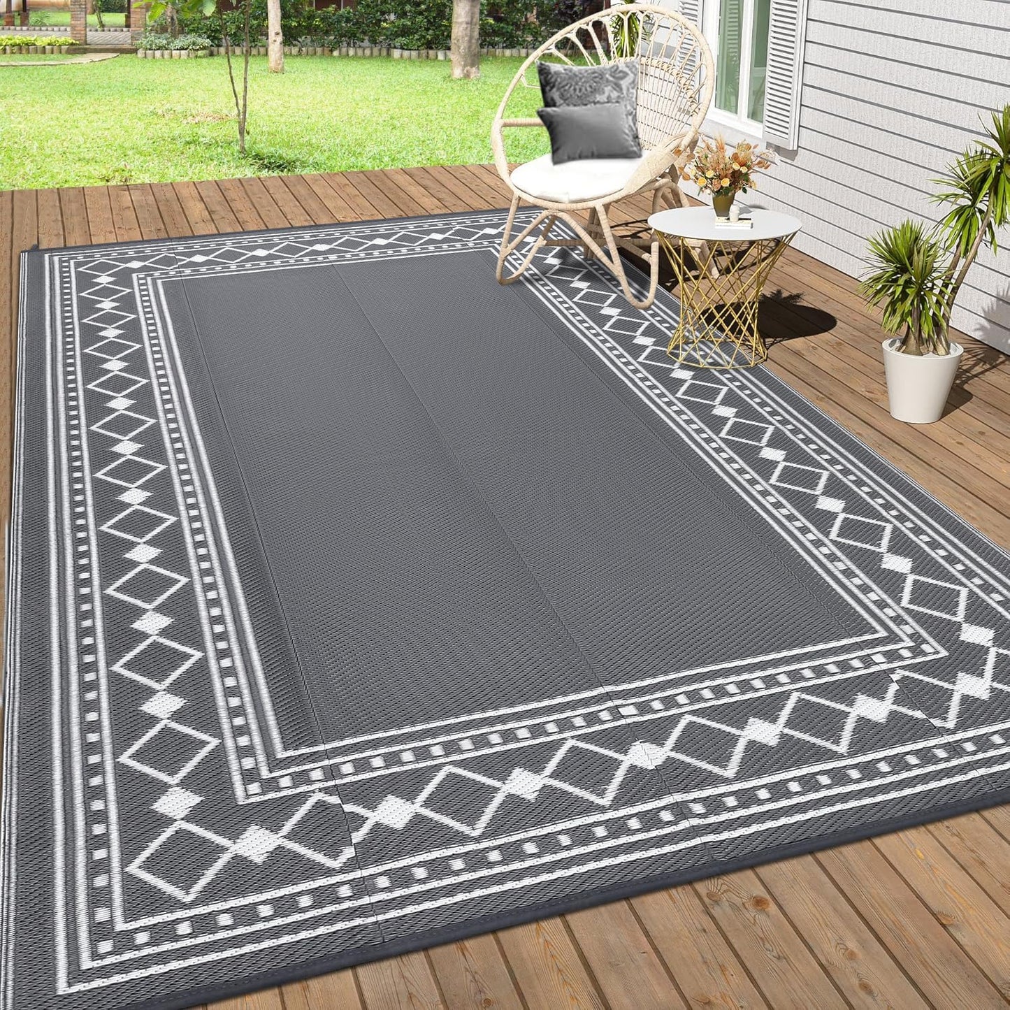 Alfombra exterior impermeable 9x12ft para patio