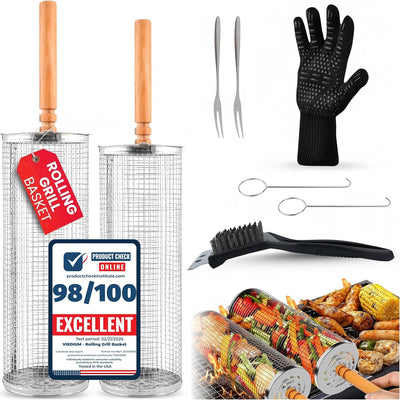 2 Cestas enrollables acero inox 304 para parrilla camping