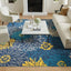 Alfombra dormitorio estilo campestre 9x12ft color azul