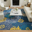Alfombra dormitorio 7x10 ft azul floral fácil limpiar