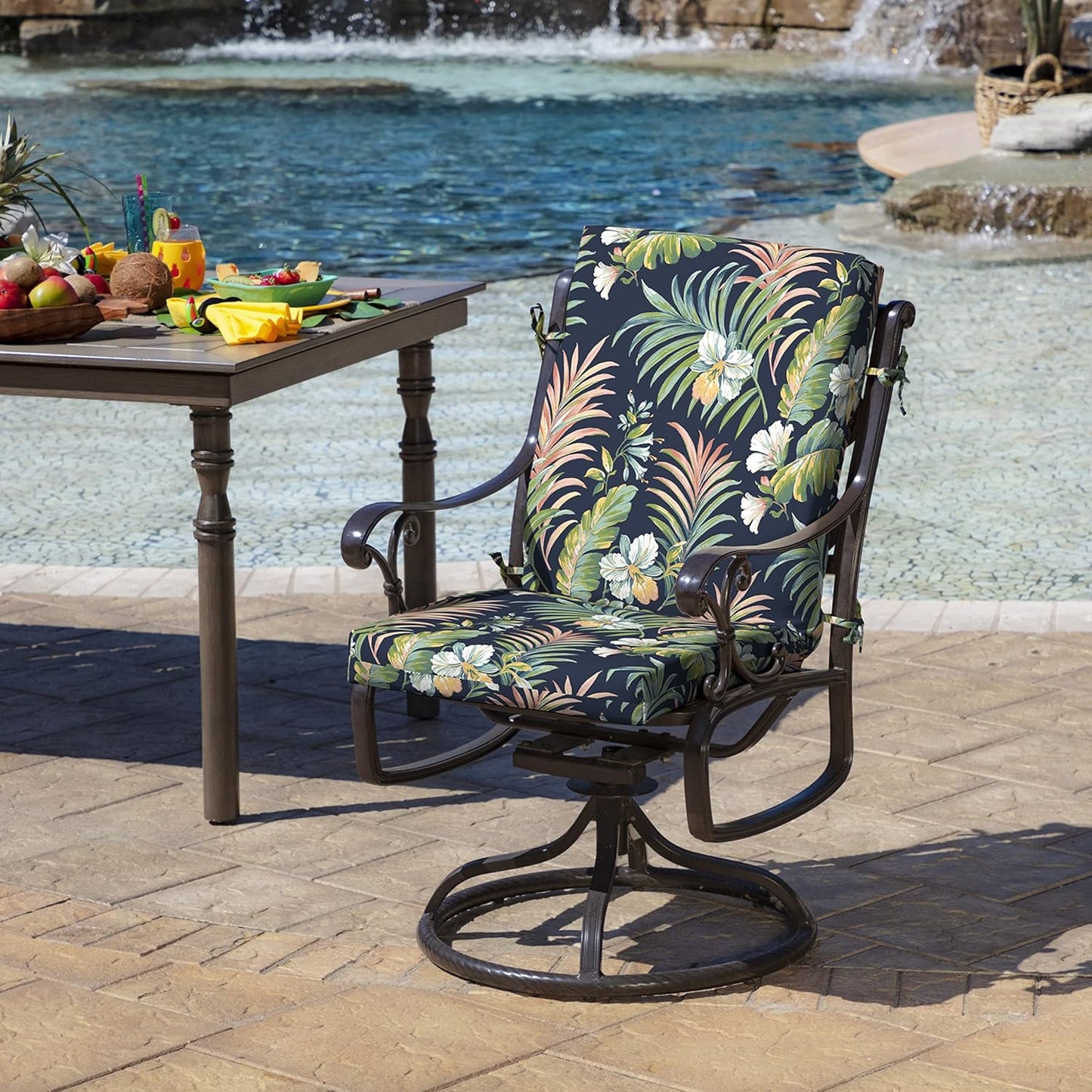 Cojín silla comedor al aire libre 20x20" resistente azul