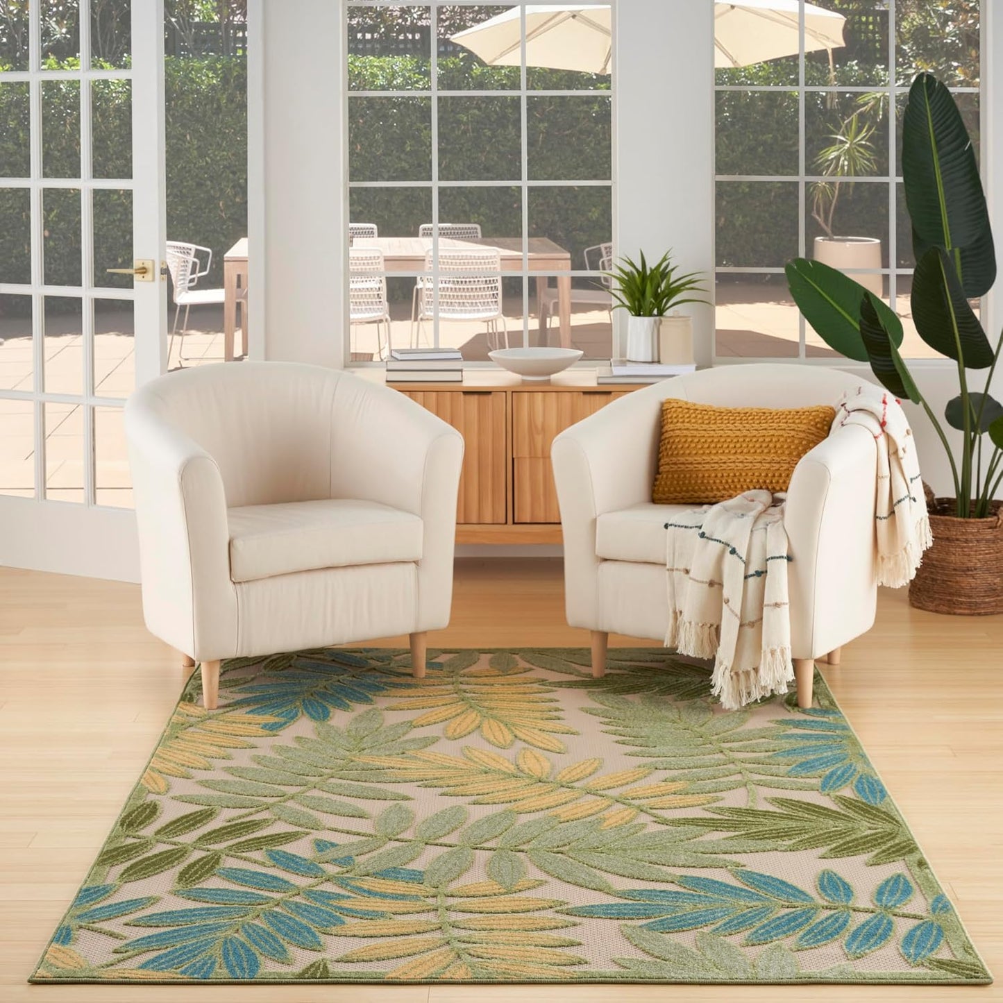 Alfombra dormitorio 3x5" verde multicolor 4x6pies