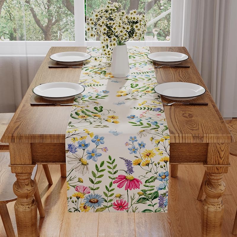 Camino mesa primavera flores silvestres mariposa decoración