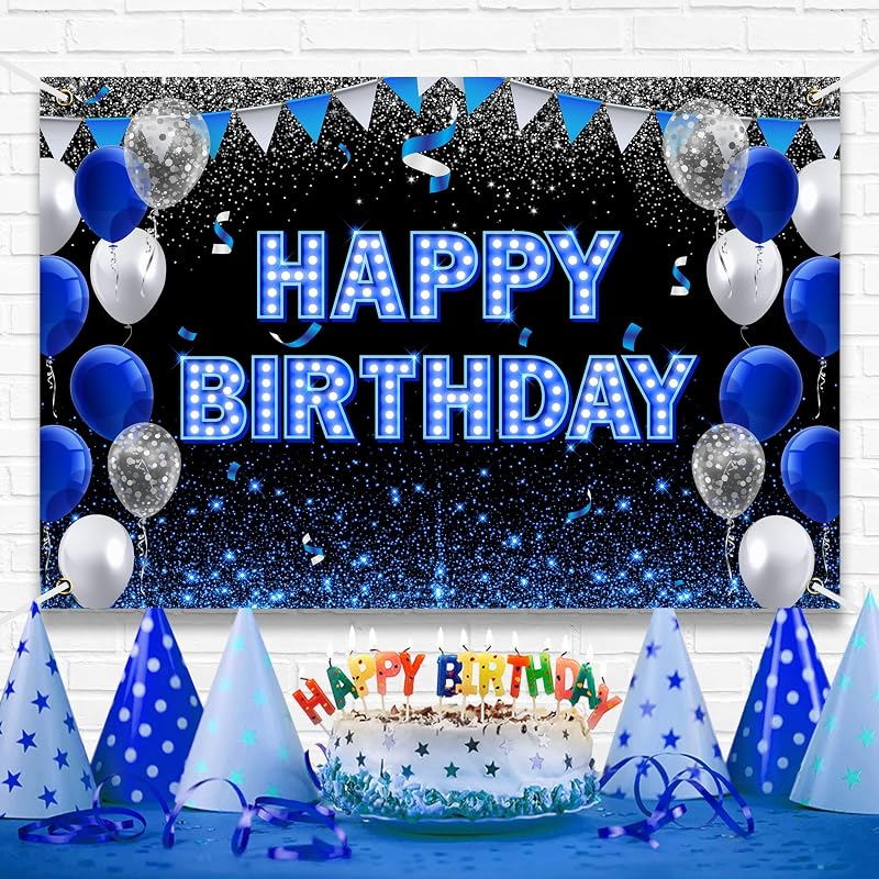 Pancarta cumpleaños azul neón 98.4x65pulg