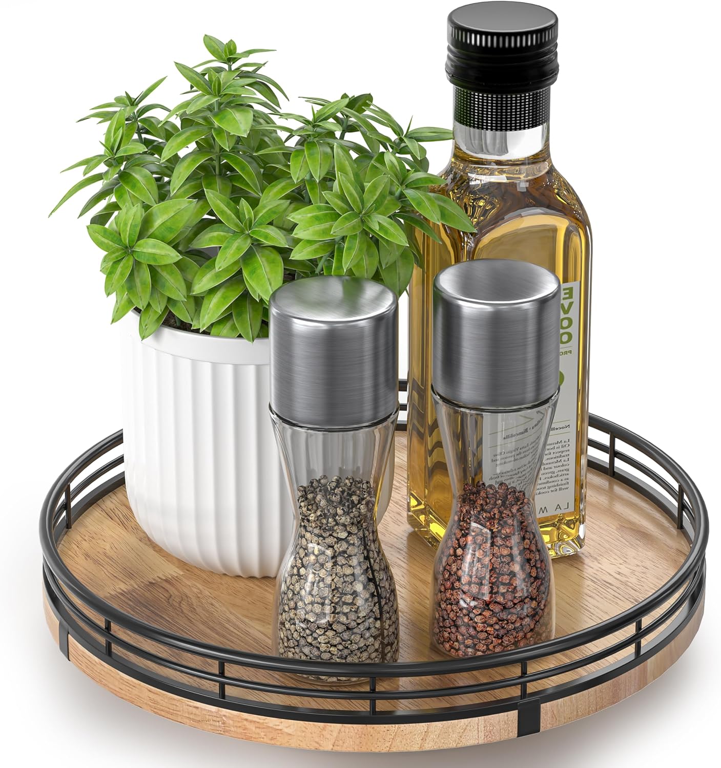 Tabla giratoria madera roble 9pulg estilo rústico para cocina