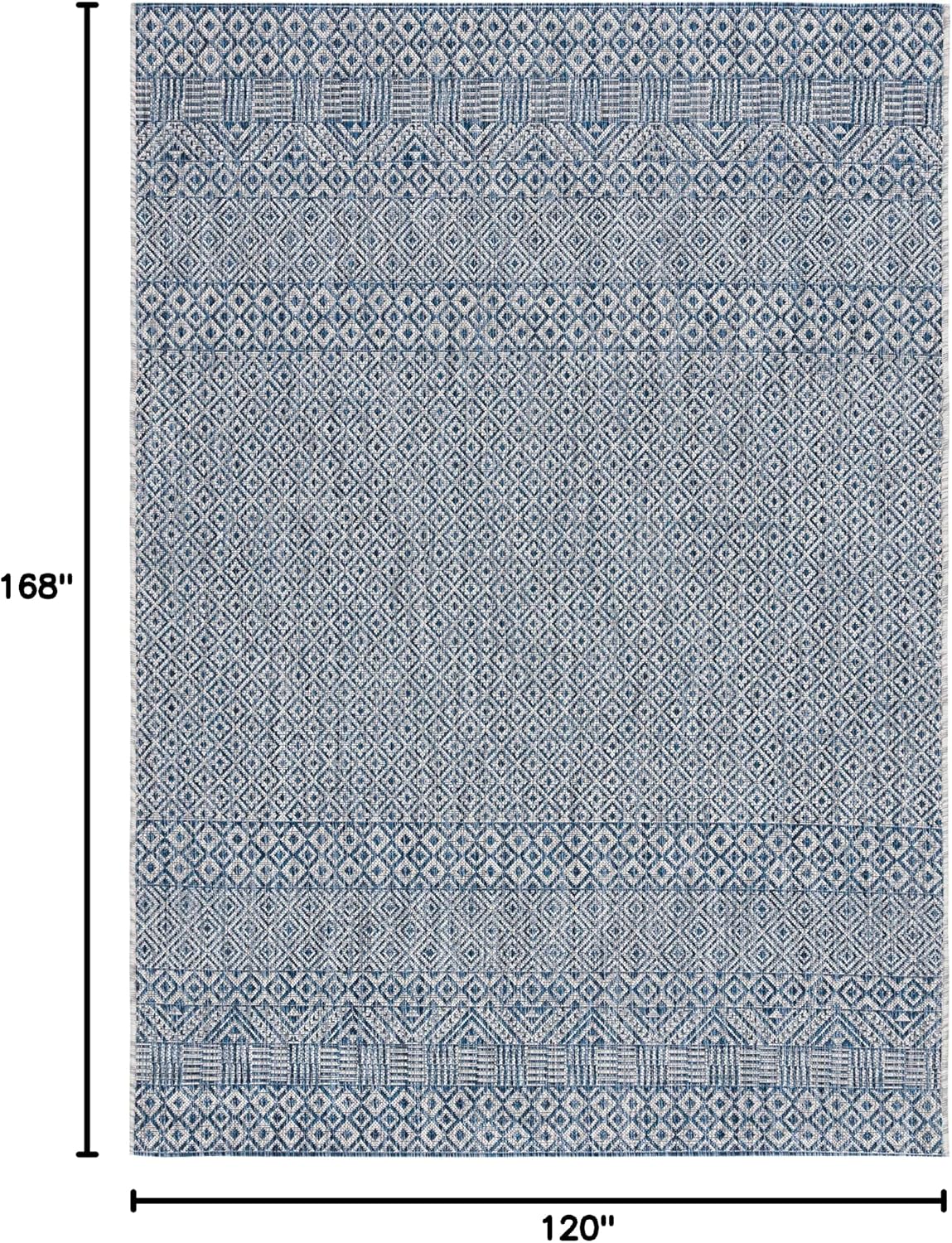 Alfombra lavable exterior 10x14ft gris y azul