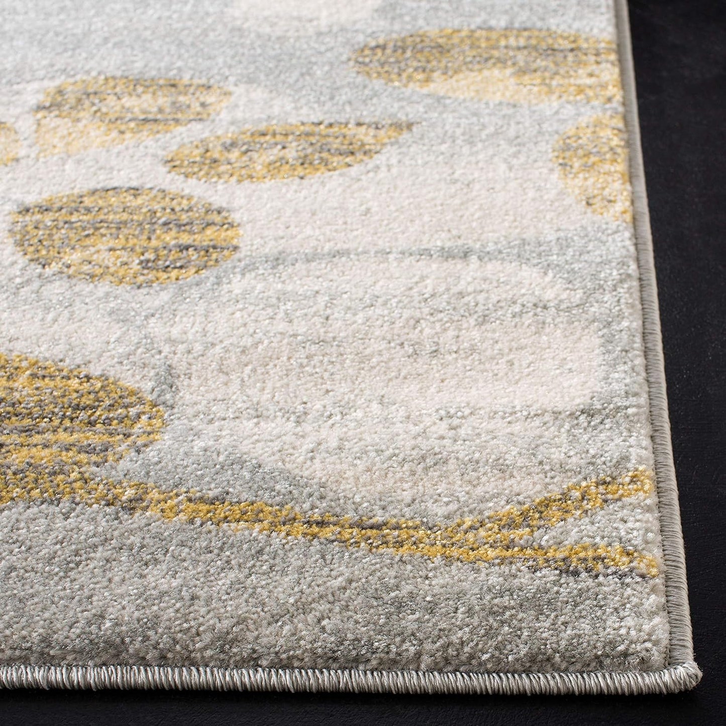 Alfombra decorativa floral 3x5ft gris dorado