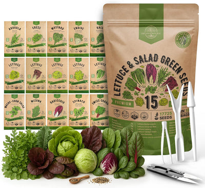 Paquete 15 tipos semillas lechuga y verduras ensalada 17700 sin OGM