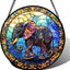 Colgante vitral atrapasoles elefante azul decoración hogar