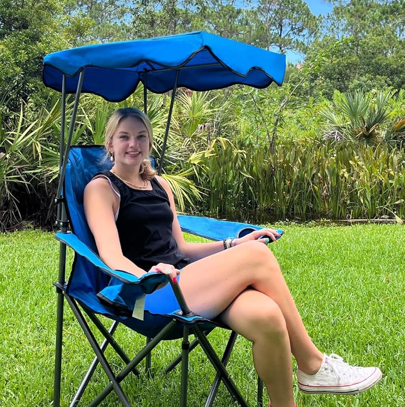 Silla campamento reclinable plegable con toldo 350lb