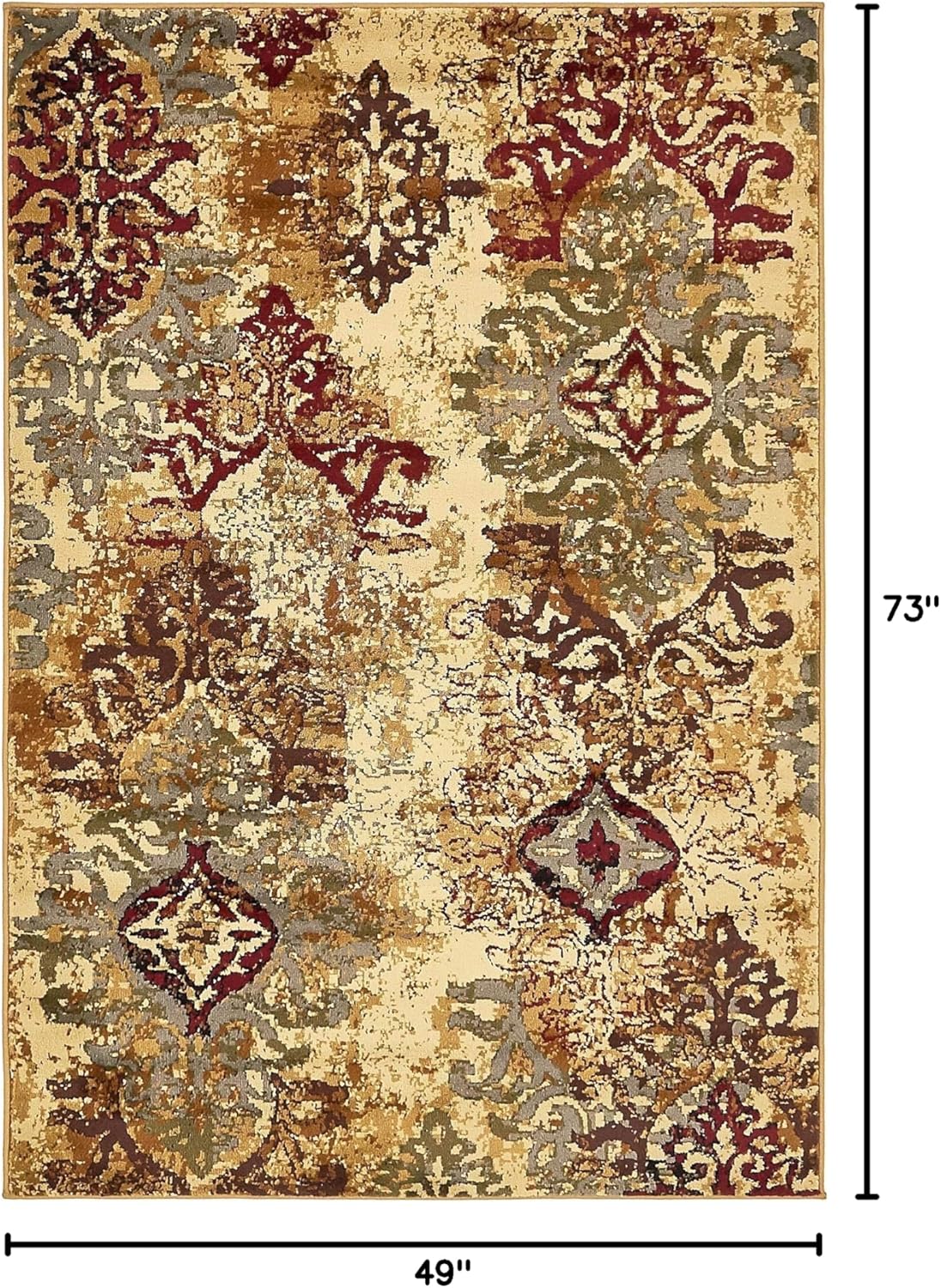 Alfombra área rectangular 1.33x1.85m beige/azul