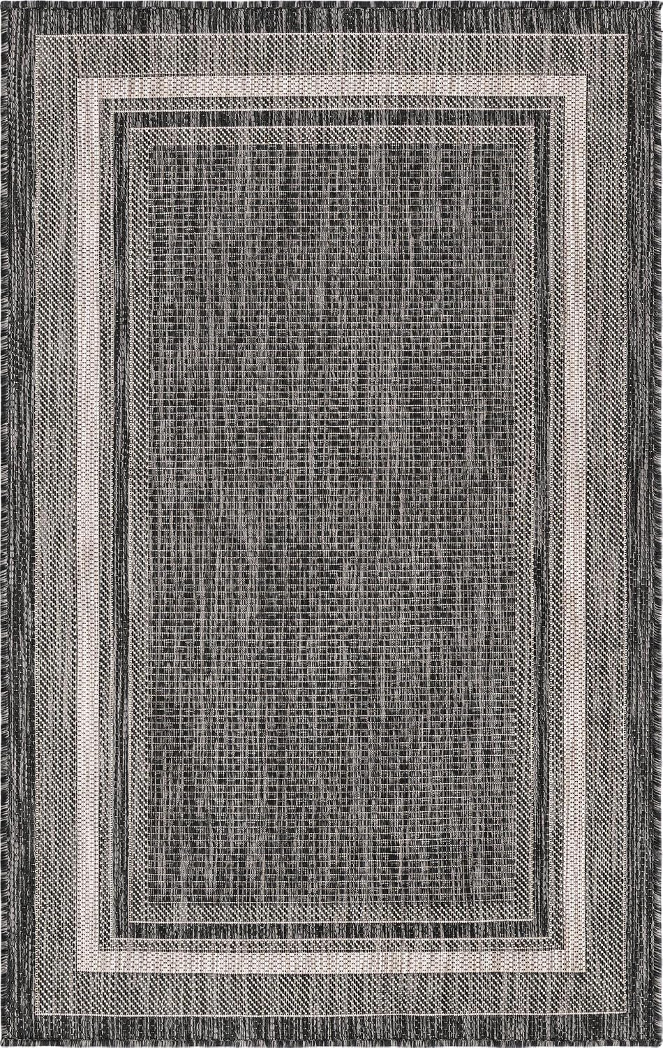 Alfombra área borde suave 3x3x5x3ft rectangular negro/marfil