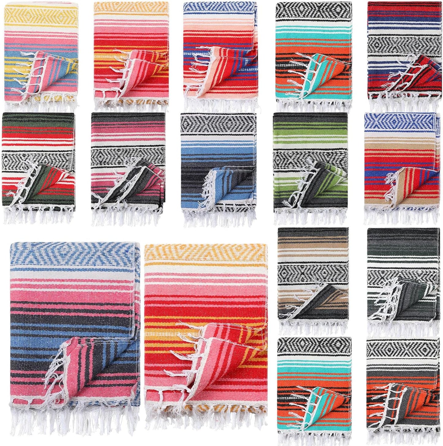 16 Mantes Mexicanas Sarape Rayas Coloridas 51x71pulg