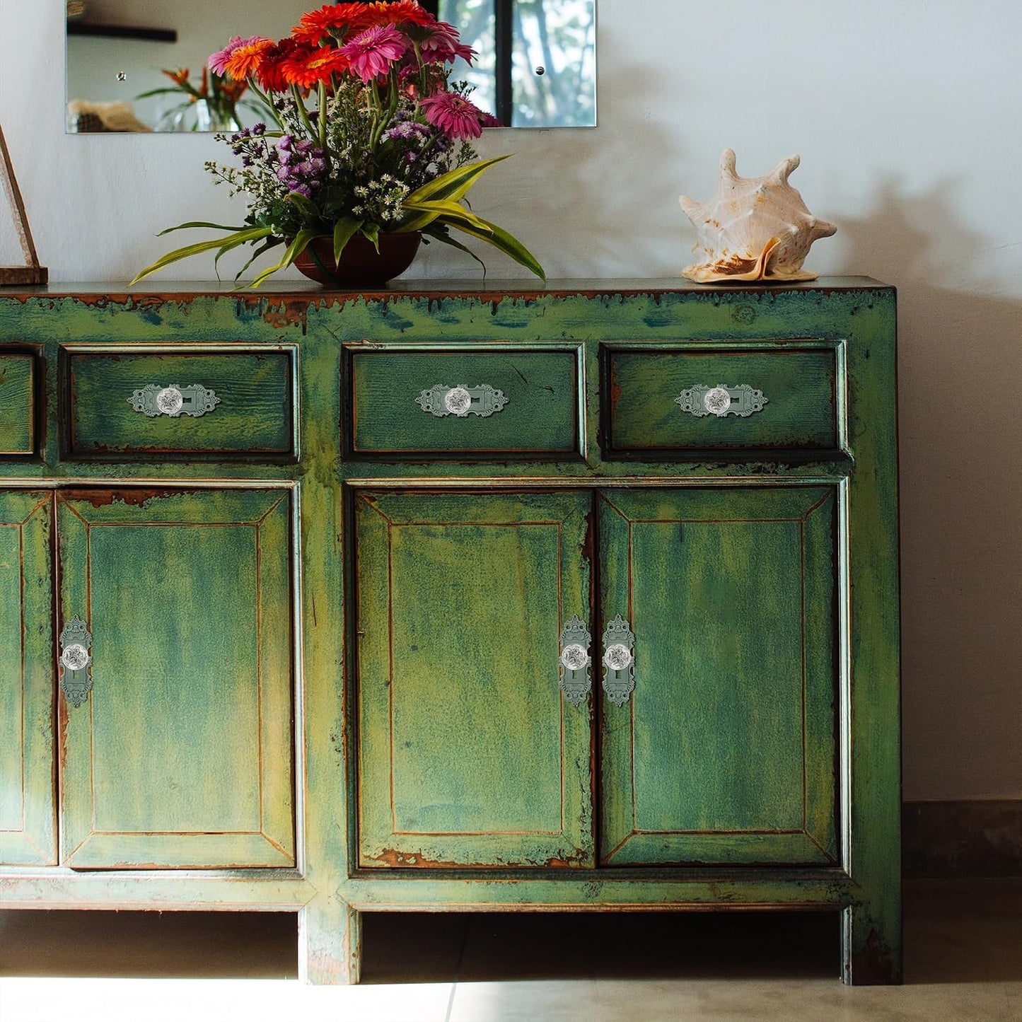 2 Pzas Tiradores Vintage Cajón Alacena Cocina Verde