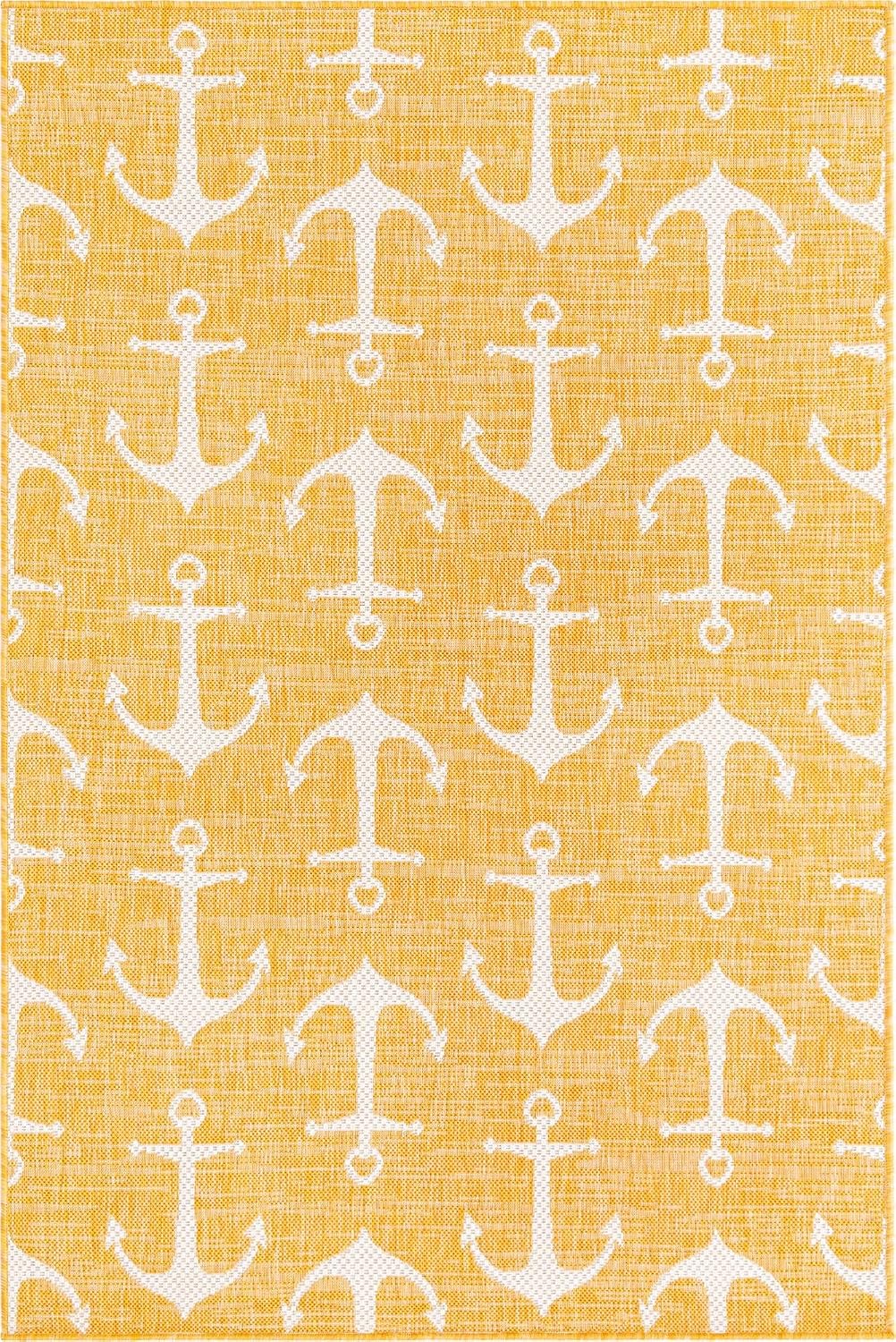 Alfombra rectangular estilo Ahoy 4x1ft x 6x1ft amarillo