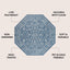 Alfombra octagonal bohemia texturizada 8ft azul marino/gris