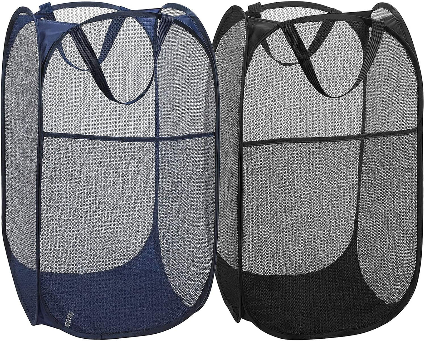 2 Cestas Plegables Malla Lavandería Negro Azul