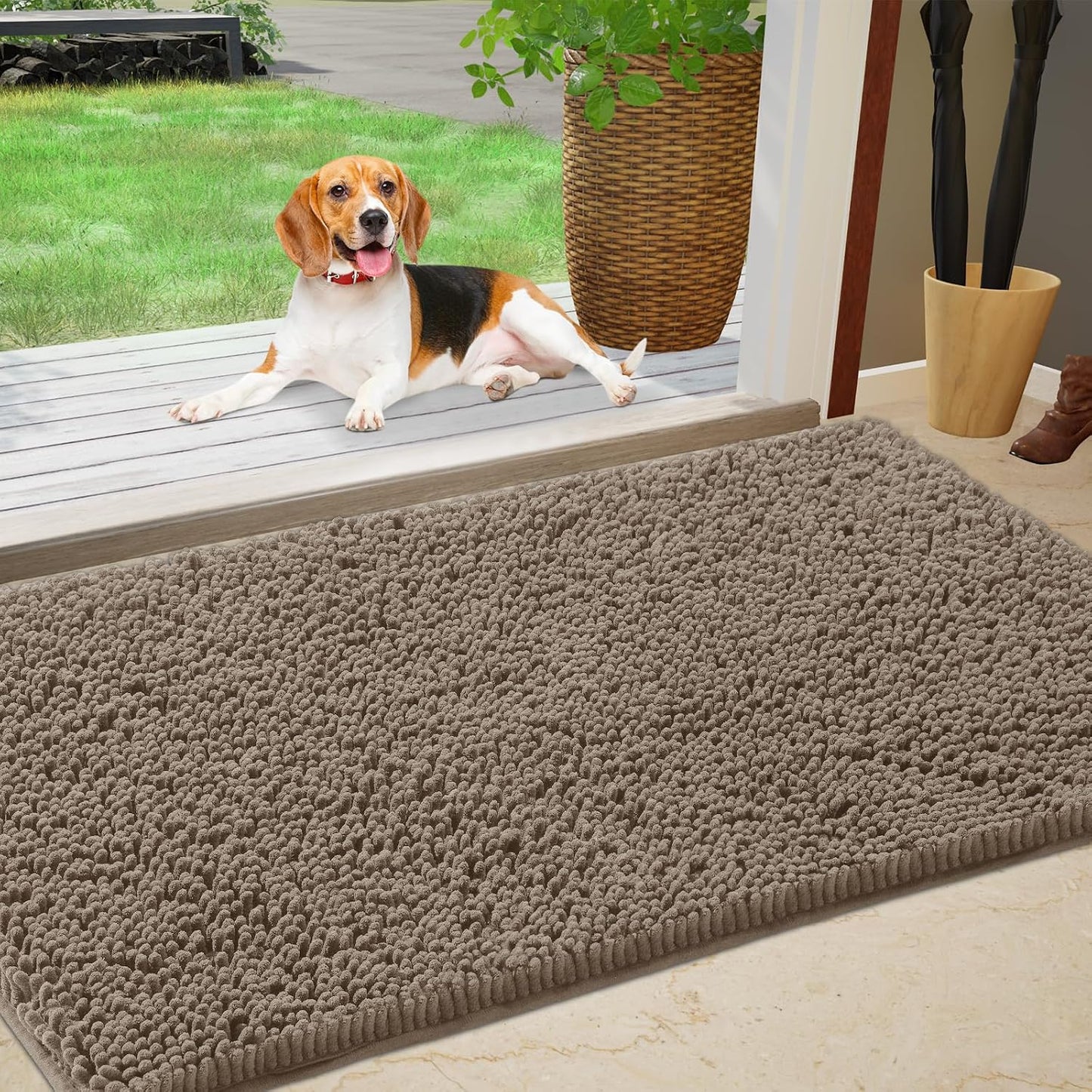 Felpudo chenilla 60x36pulg antiderrap para perros entrada
