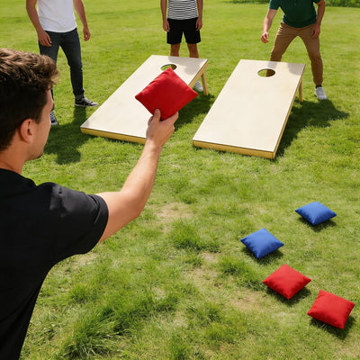 Set cornhole reglamentario madera 2 tableros 8 bolsas viaje