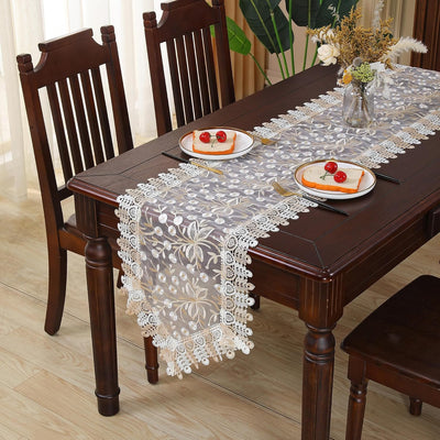 Mesa encaje bordado floral 16x59pulg decoración hogar