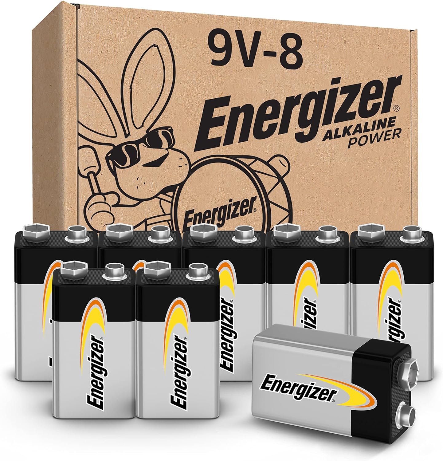 Baterías alcalinas 9V pack 8 larga duración