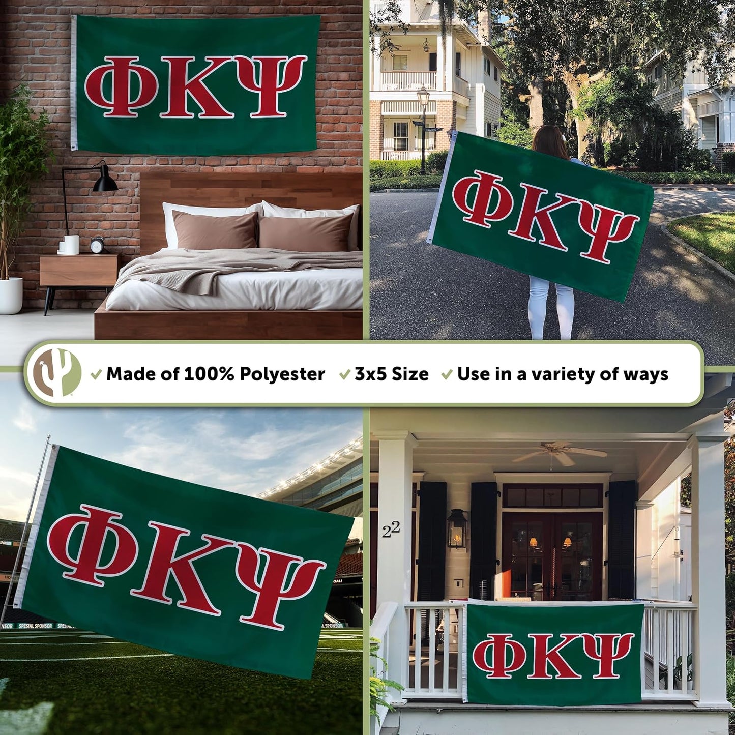 Bandera Phi Kappa Psi 3x5ft para eventos y orgullo