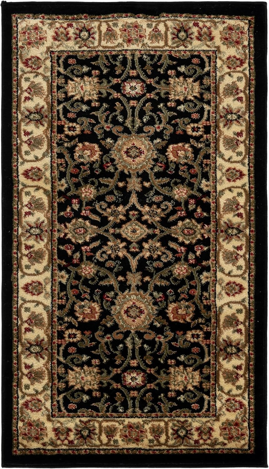 Alfombra decorativa Lyndhurst 2'3x4' negro y marfil