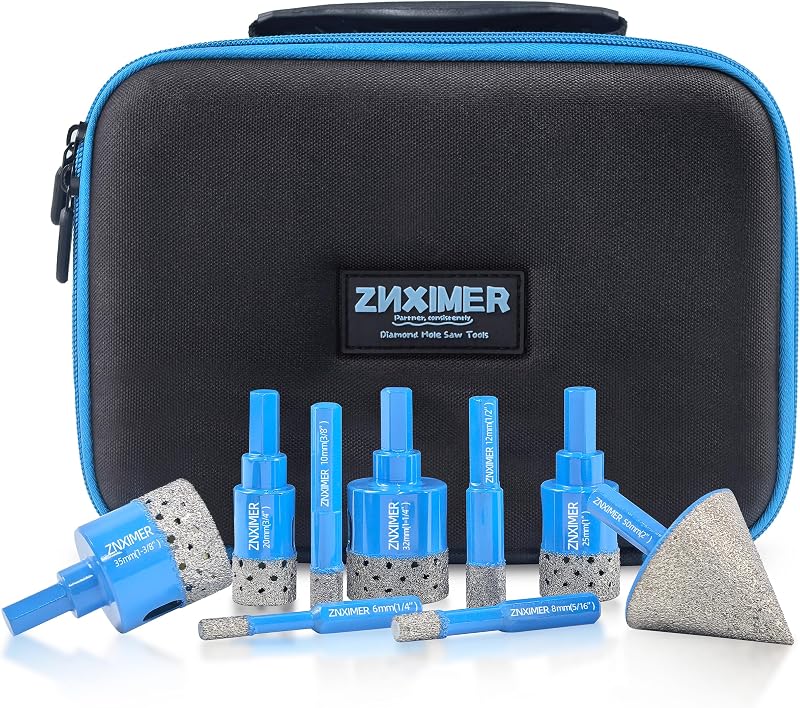 Kit 9 Brocas Núcleo para Perforar Azulejos Cerámica Granito