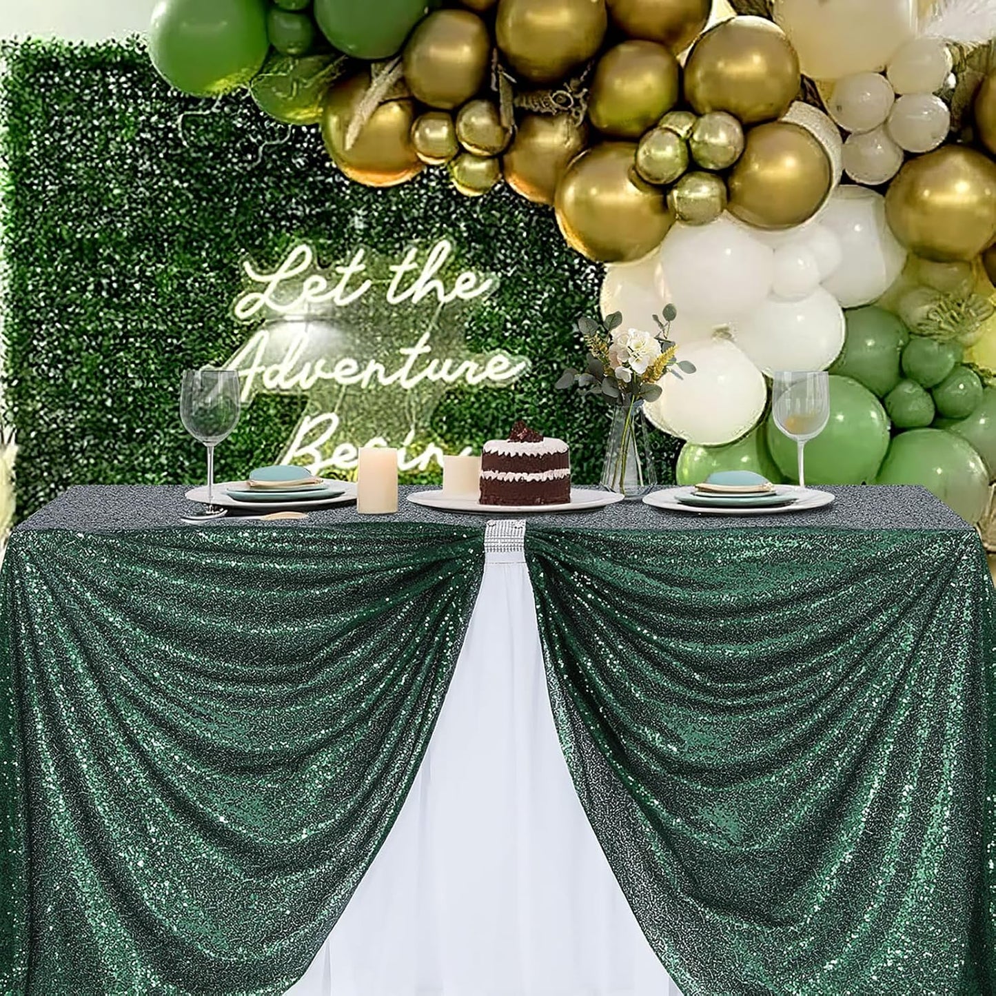 Mantel lino purpurina 50x80pulg para boda fiesta