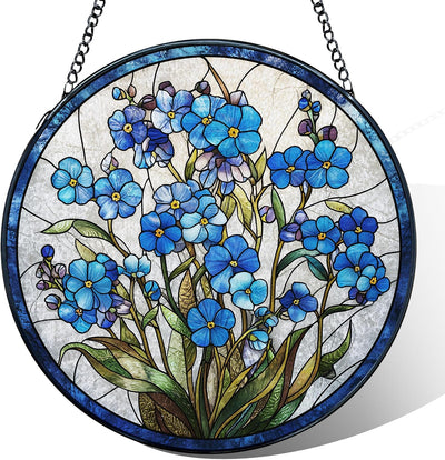 Atrapasoles flor vitral decoración pared redonda cristal