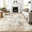 Alfombra 8x10ft lavable moderna gris y dorado