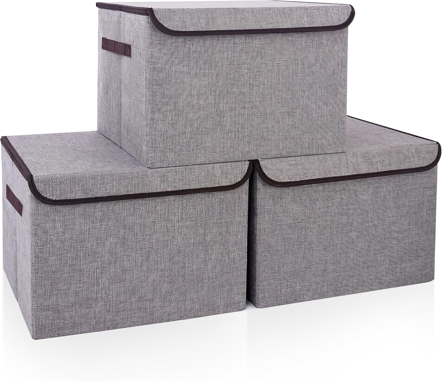 Cubos Almacenamiento Plegables 17" 42qt Set 3 Tela Lino
