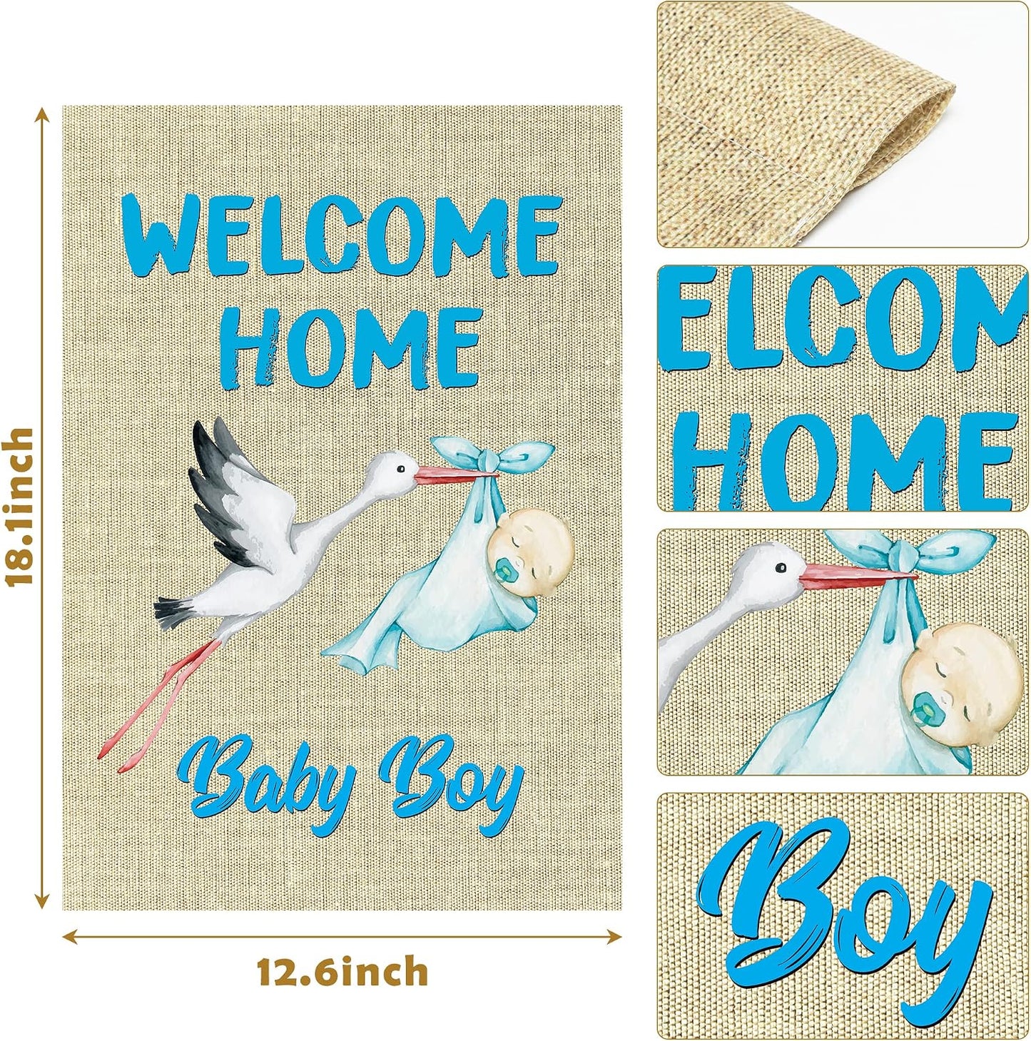Bandera jardín bienvenida bebé niño arpillera doble cara