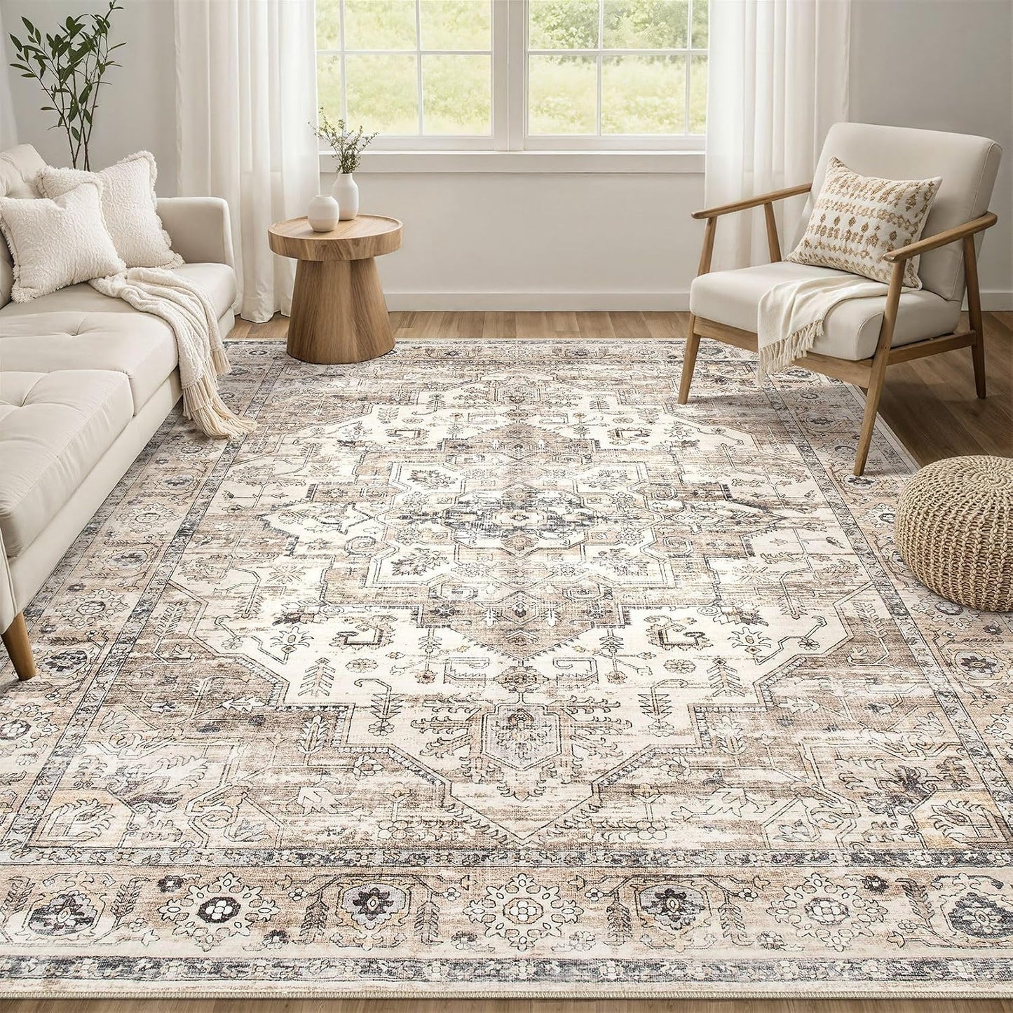 Alfombra 7x9 lavable estilo granja con respaldo antiderrap
