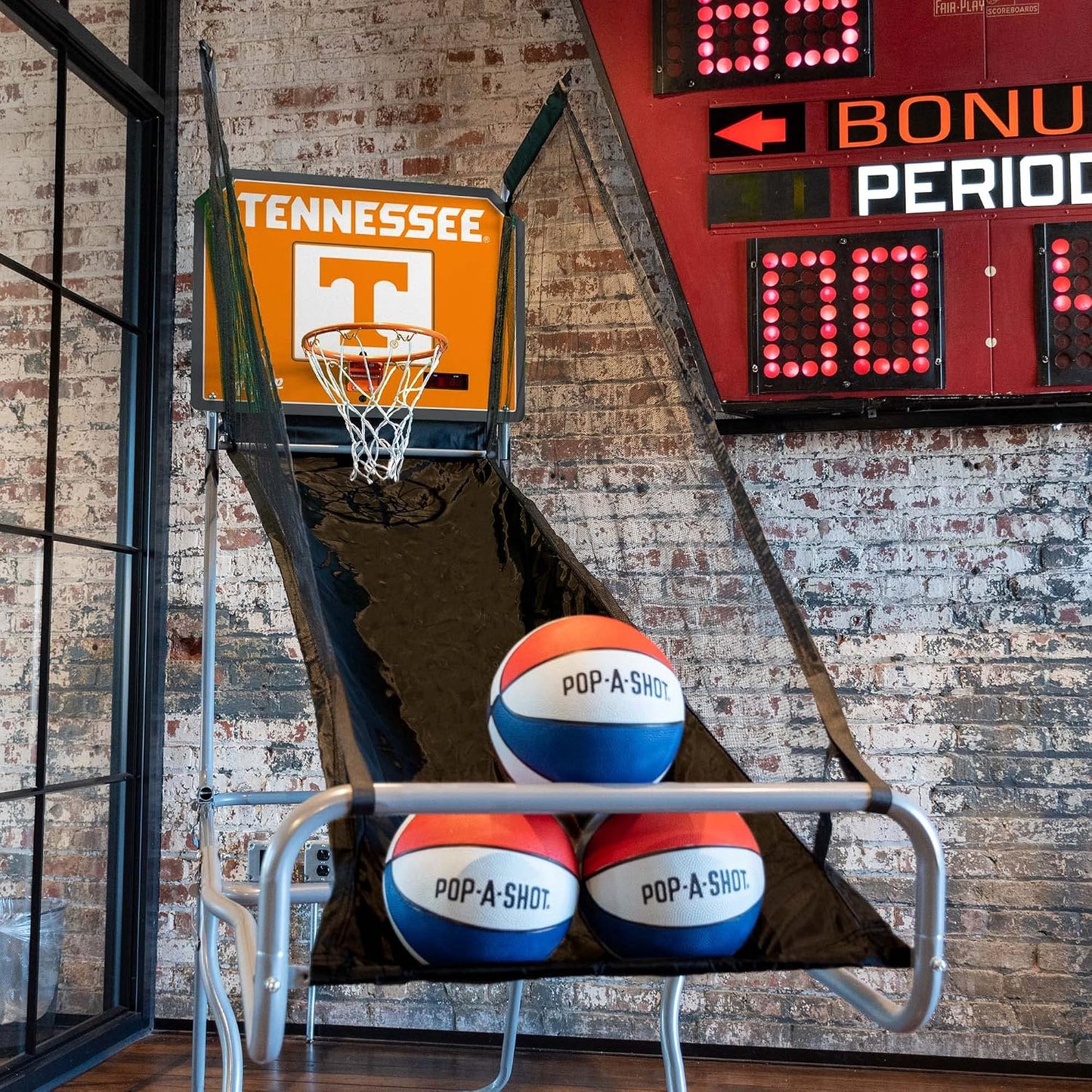 Porta canasta NCAA con sensor infrarrojo 3 balones portátil