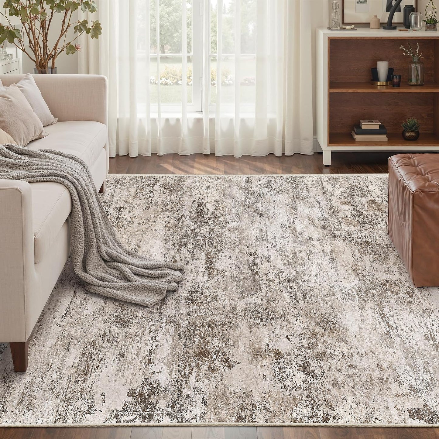 Alfombra 5x7ft abstracta lavable antiderrap sala dormitorio