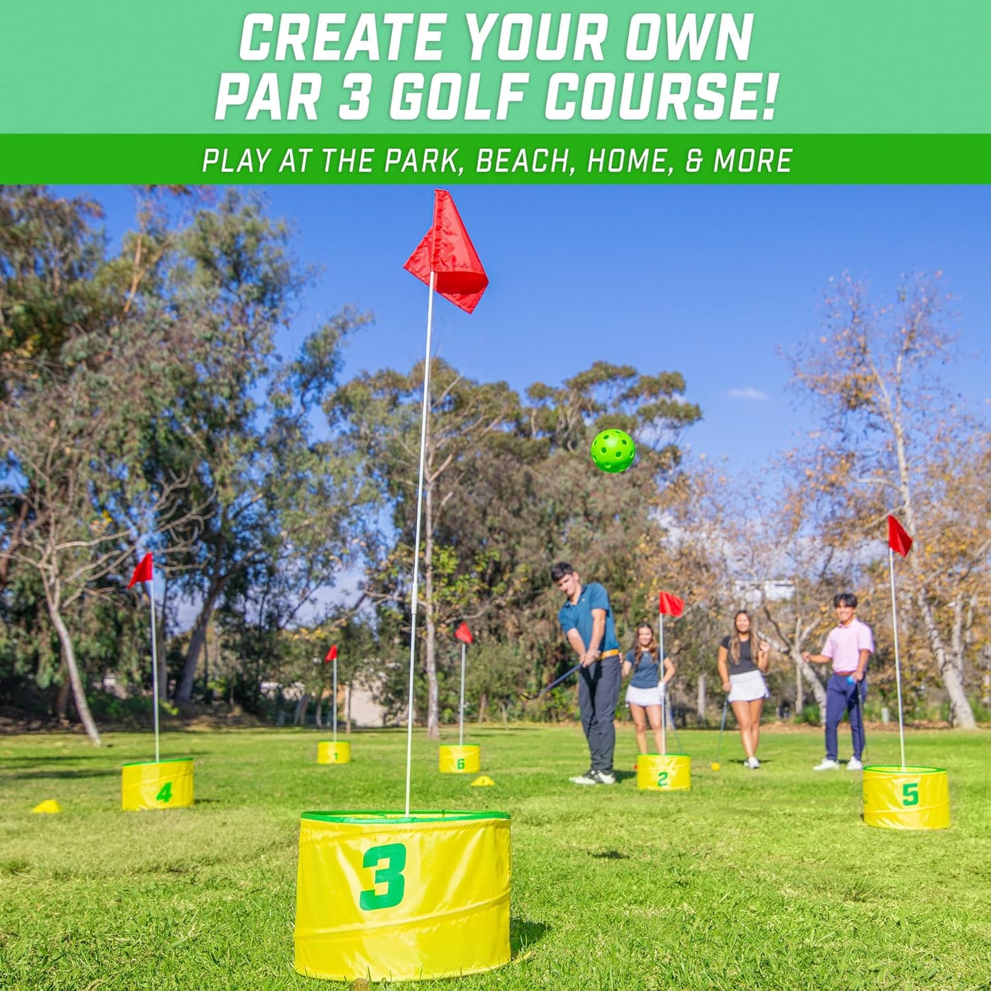 Set golf Yard Links 6 cubos marcadores tee y 6 bolas