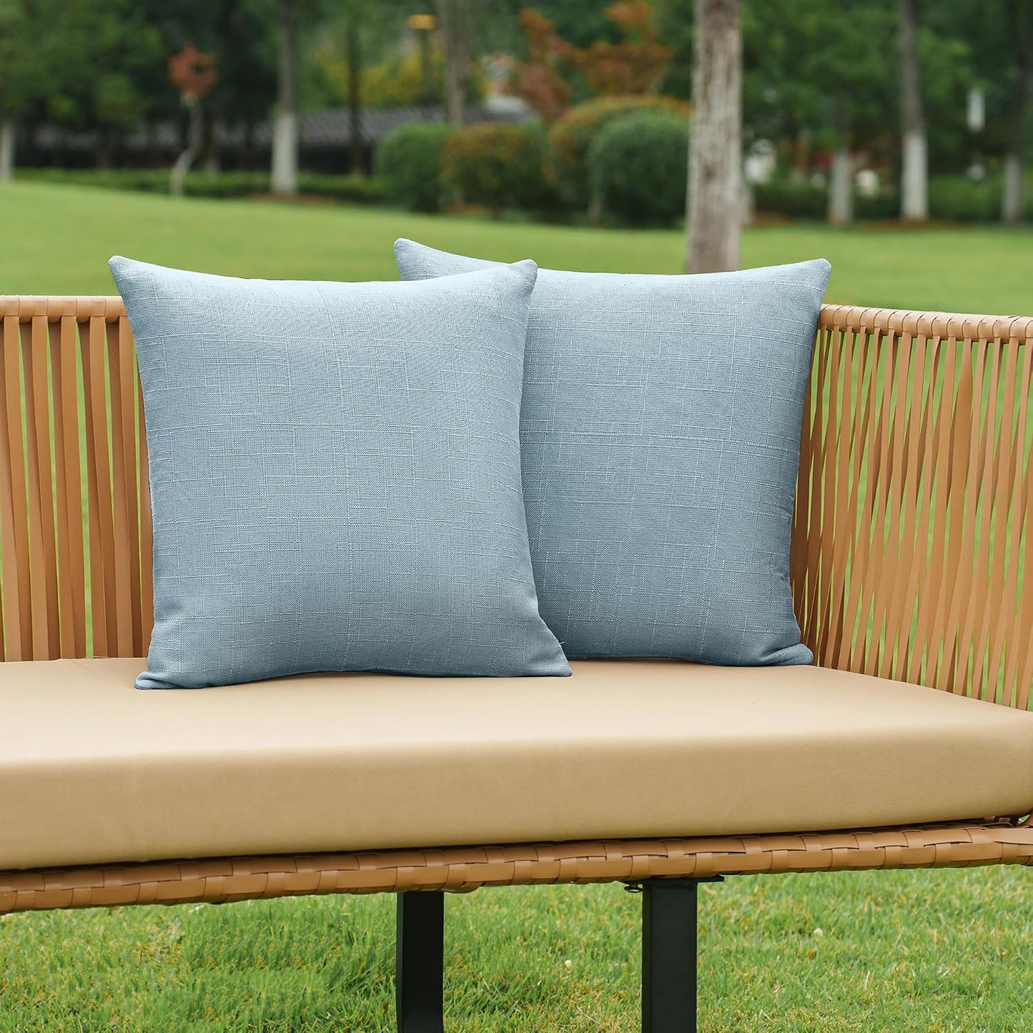 2 Pzas Fundas Almohada Exteriores Impermeables Textura Lino