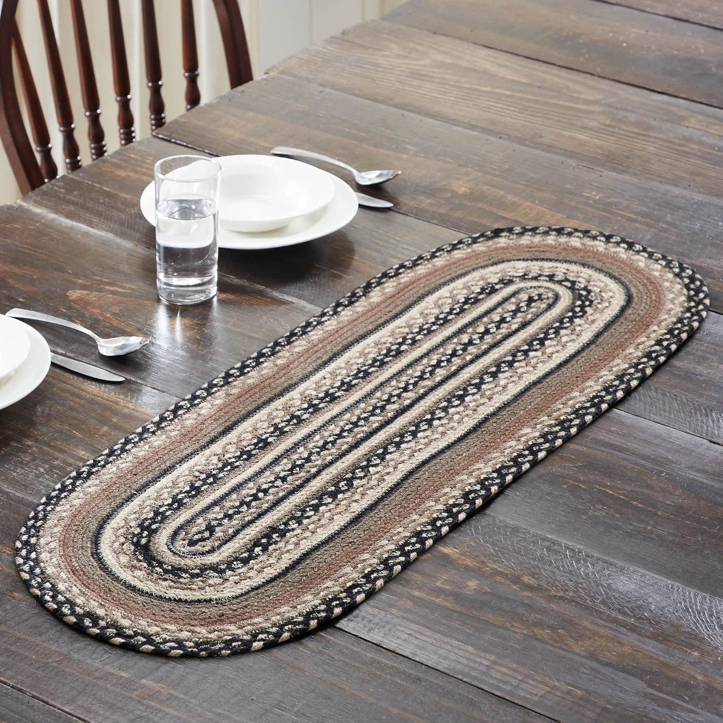 Camino mesa ovalado yute 13x37pulg para granja carbón