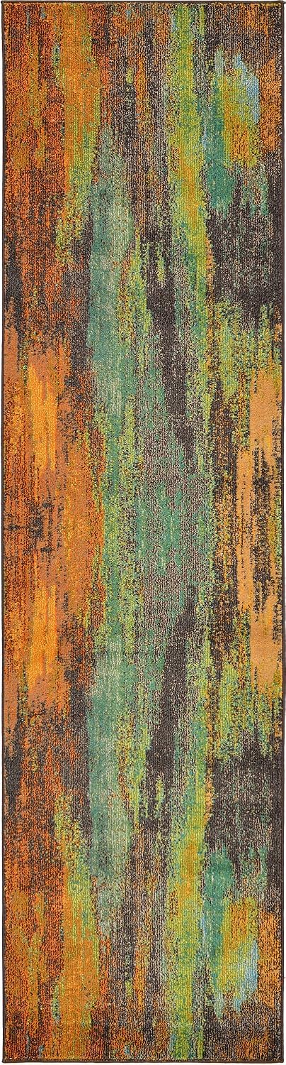 Alfombra polipropileno abstracta multicolor naranja