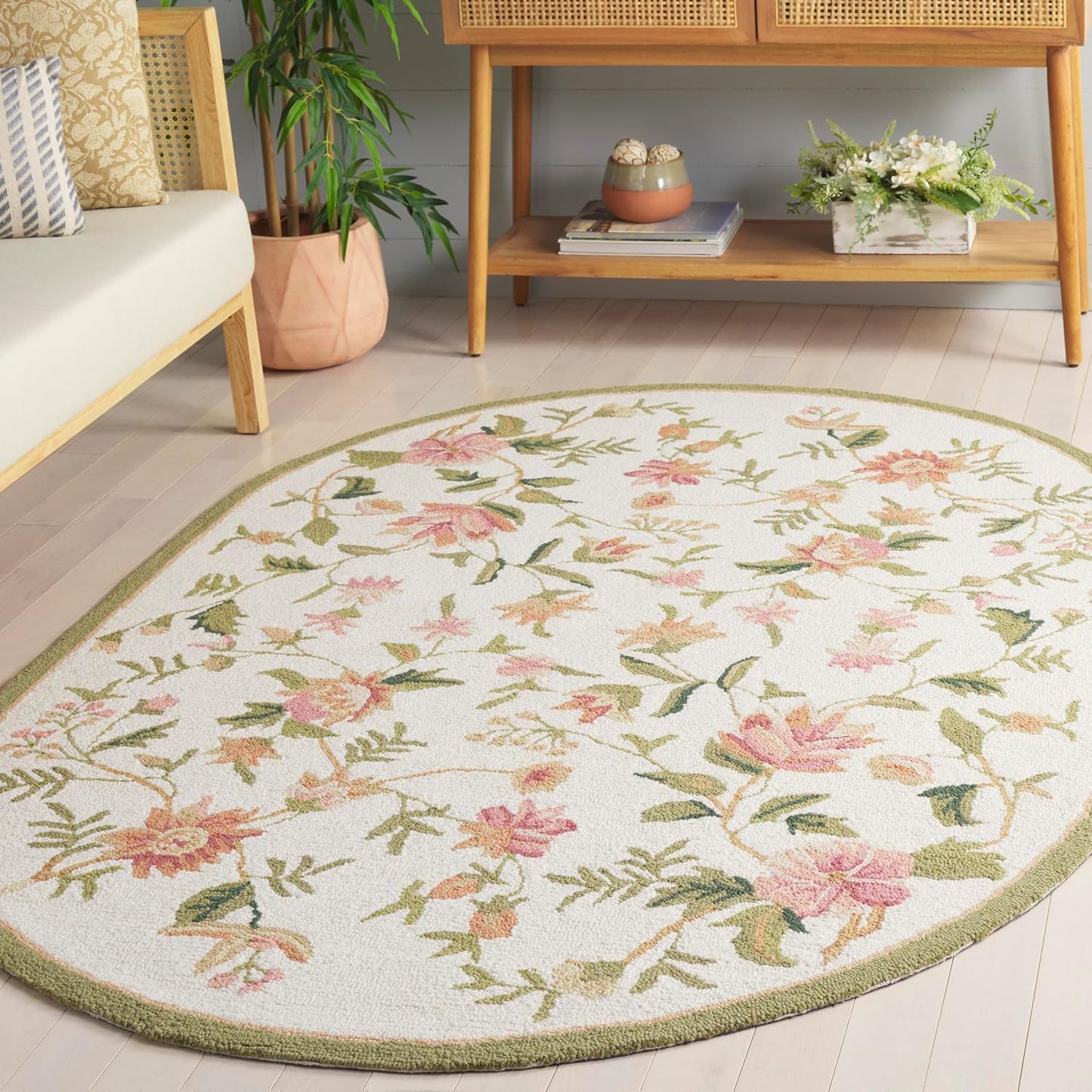 Alfombra ovalada sala 4ft6pulg x 6ft6pulg lana francesa