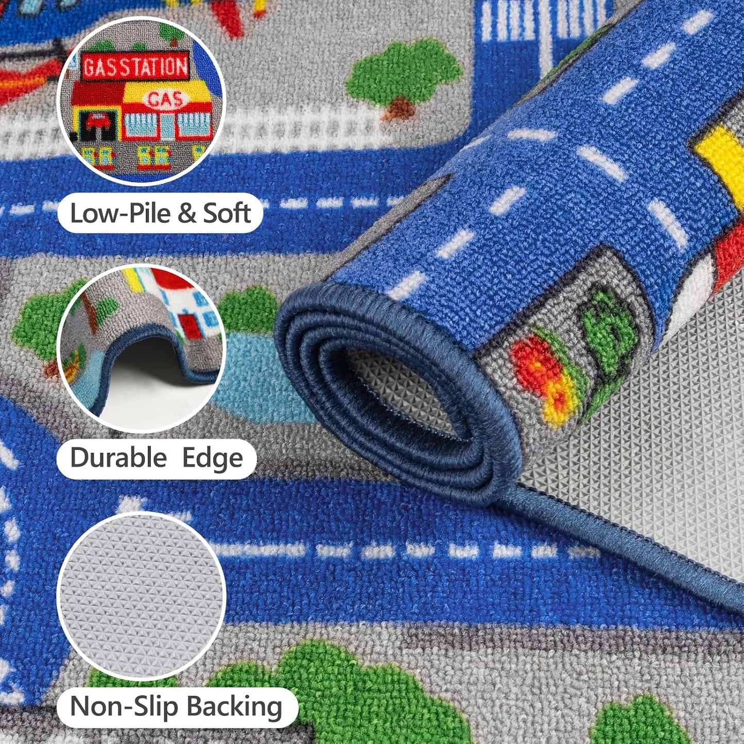 Alfombra set niños 5x6'6' antiderrap mapa carretera