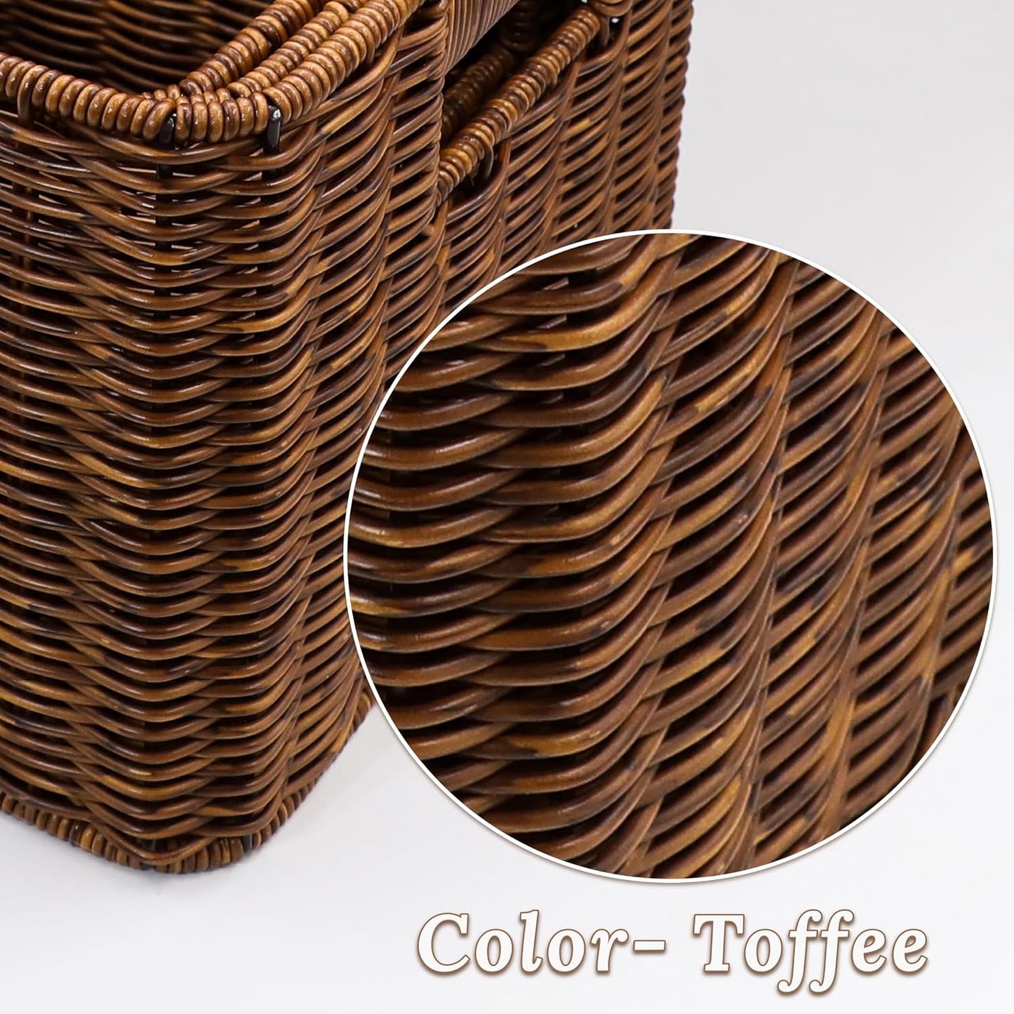 Cestas mimbre apilables con tapa set 3