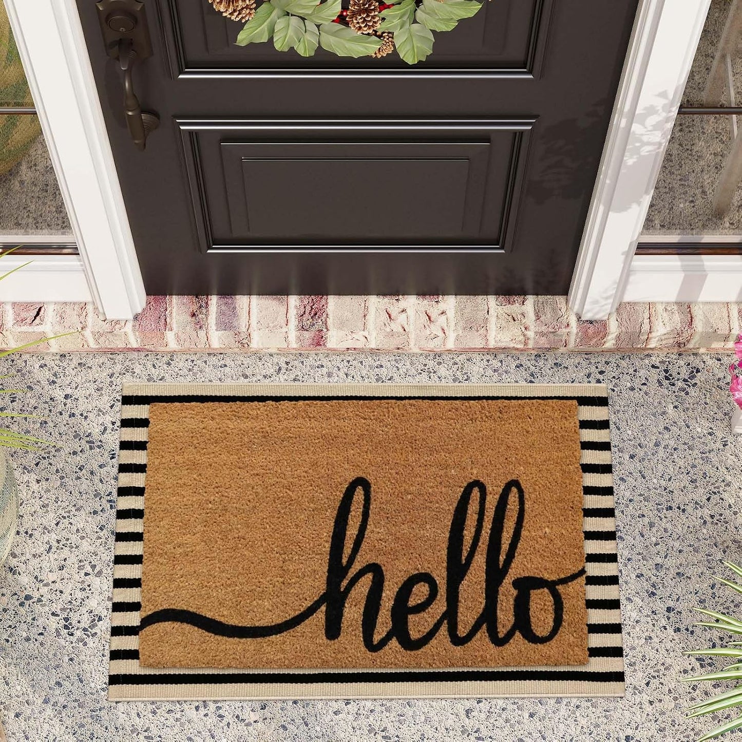 Alfombra puerta delantera reversible algodón negro y marrón