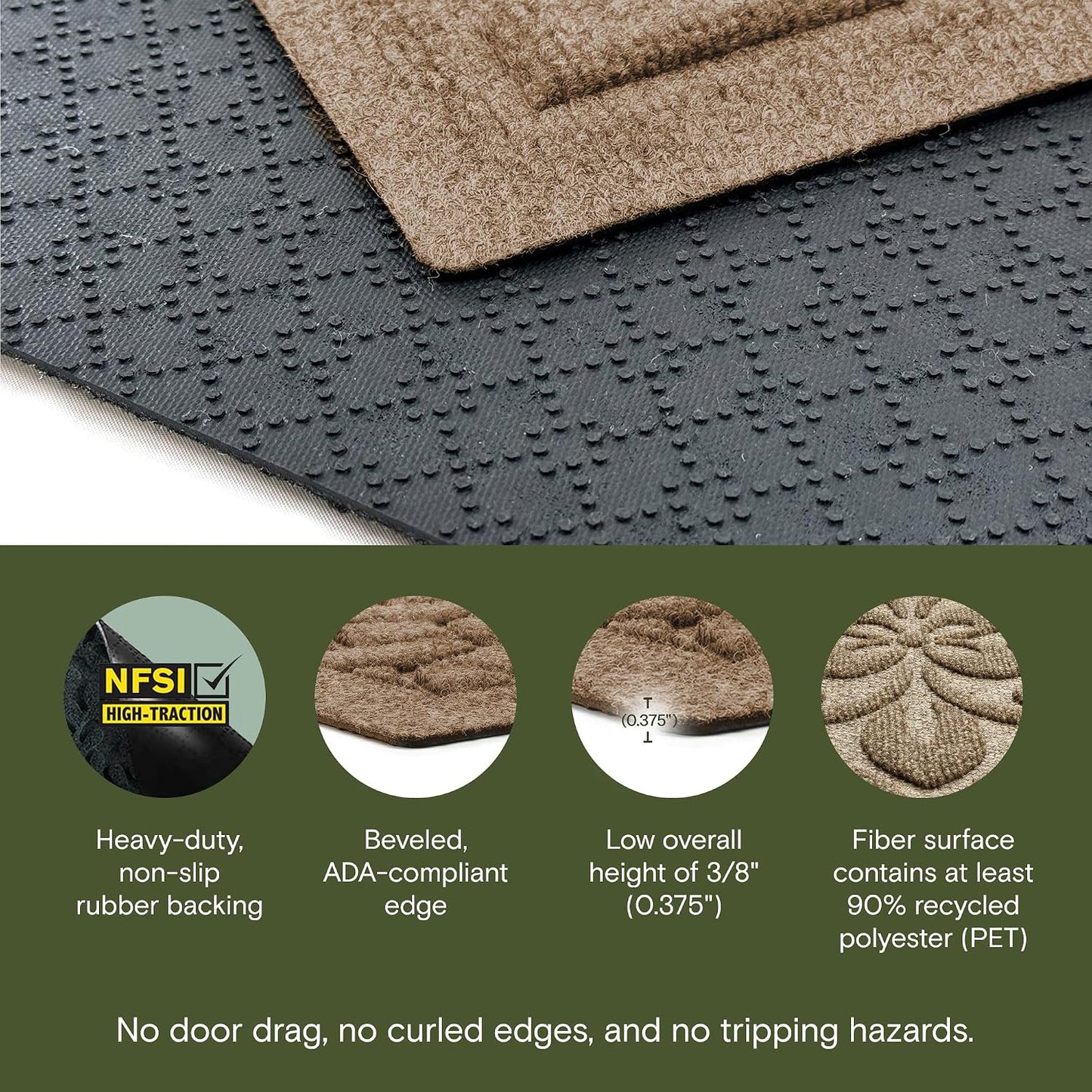 Tapete puerta 2x3ft antiderrap color camello